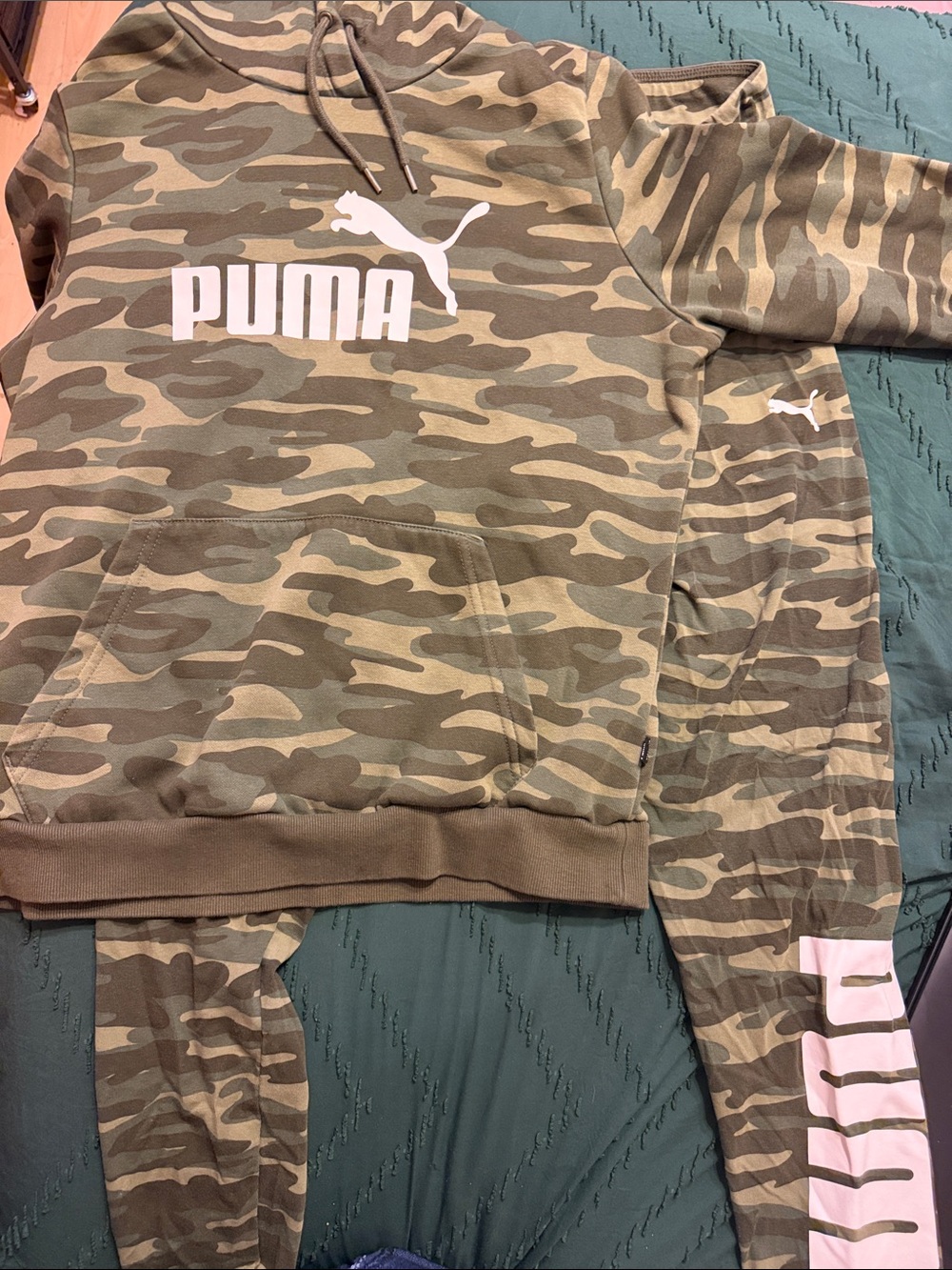 Puma Olive Camo womens Hoodie and Jogger Set